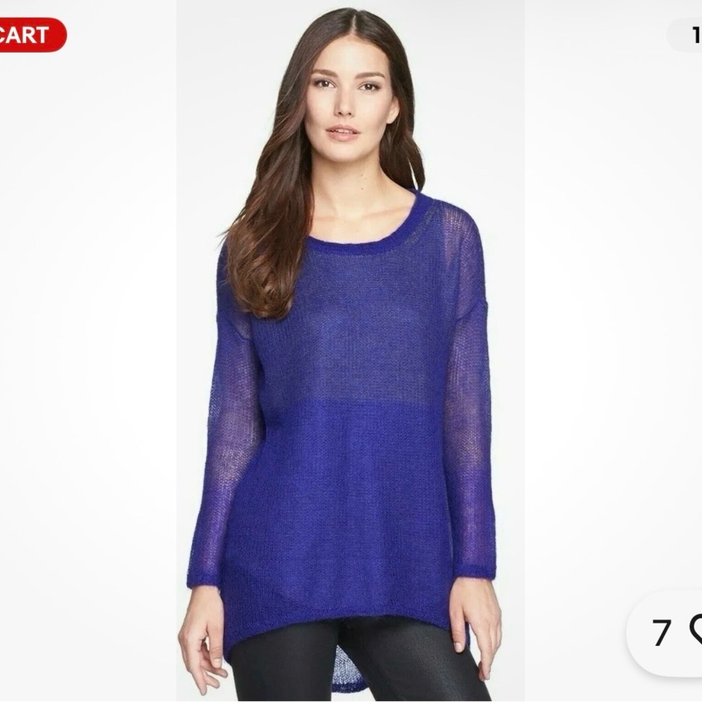 Eileen Fisher Vibrant Electric Blue Purple Crew Neck Sweater. Stunning!